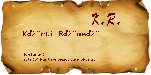 Kürti Rómeó névjegykártya